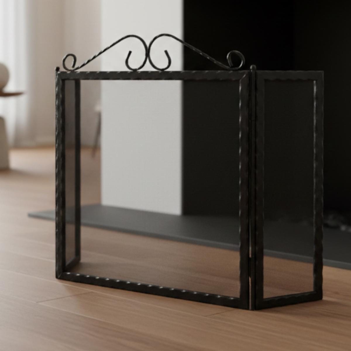 Metal fireplace screen mesh spark guard for indoor fireplaces
