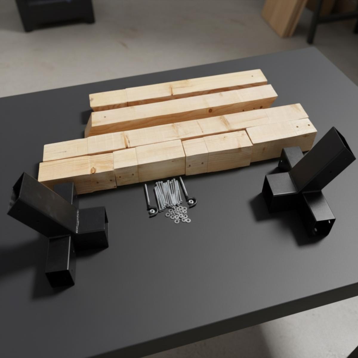 Modern hammock stand with wood frame used in outdoor living space