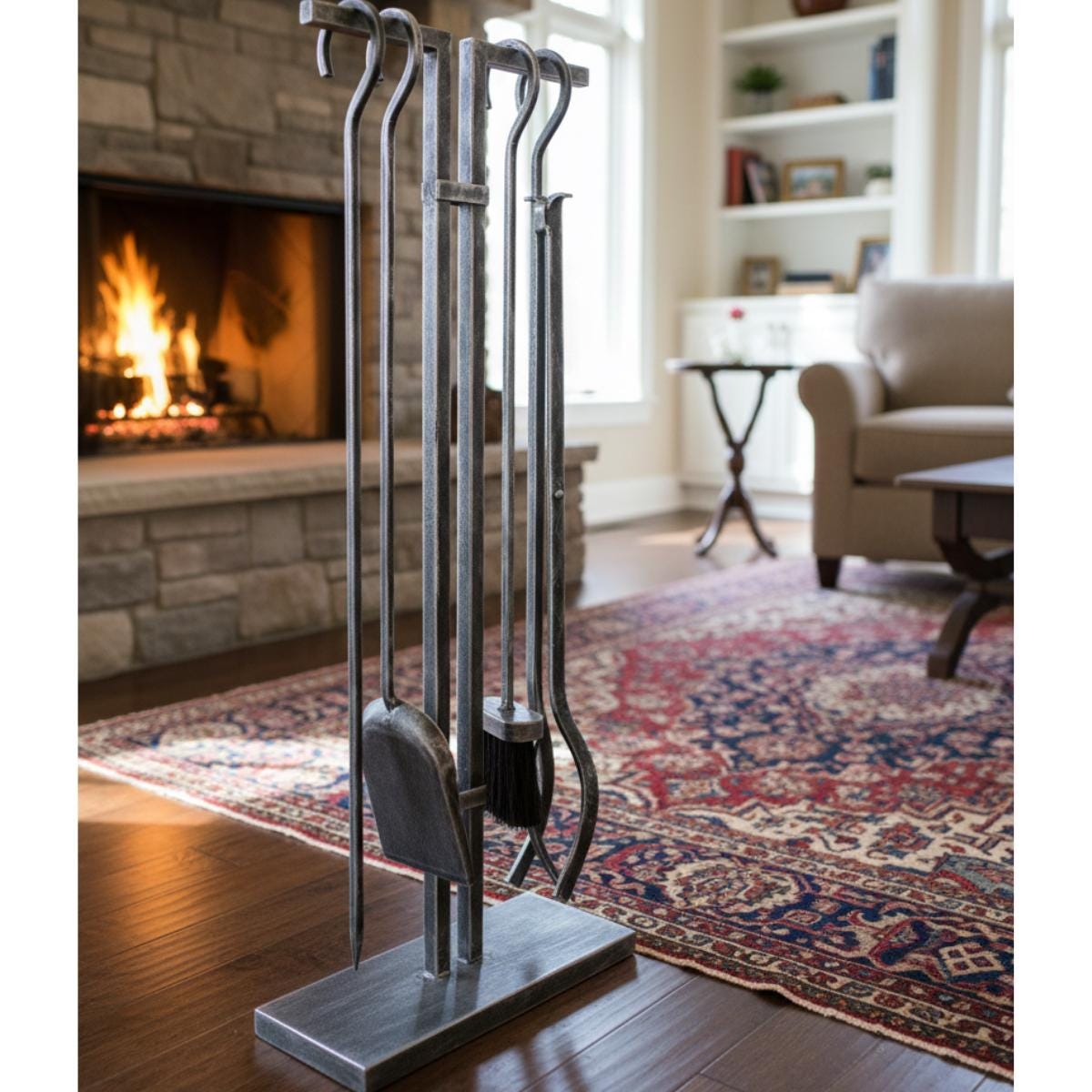 Modern hearth tool set brushed steel fireplace accessories for indoor use