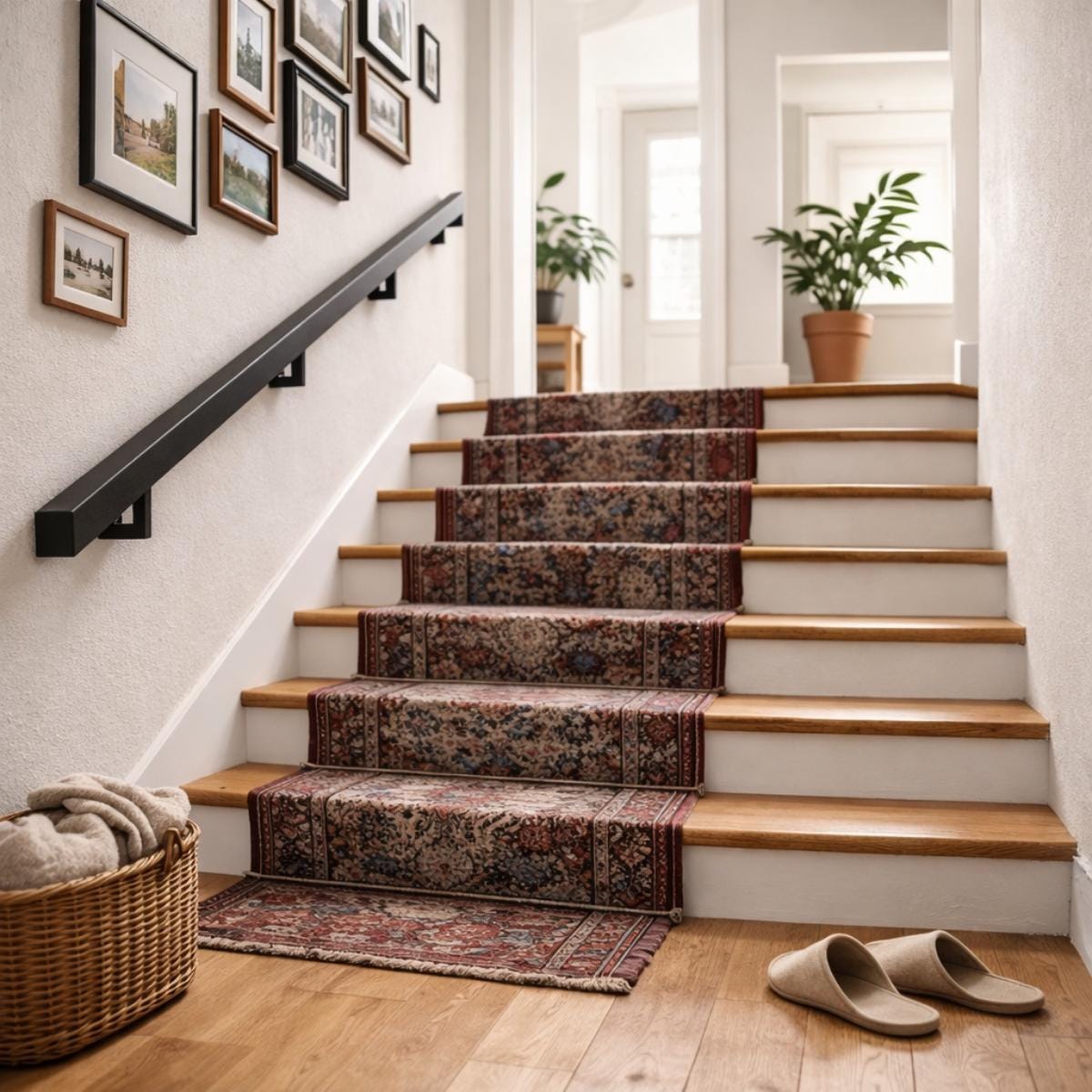 Modern stair handrail black metal wall mounted indoor
