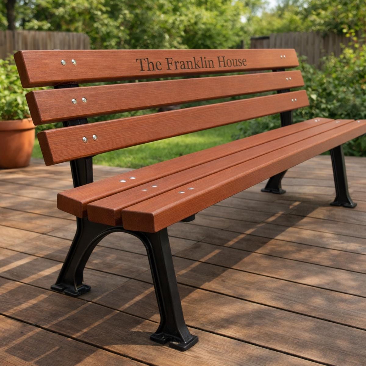 Outdoor seating bench wood metal modern design