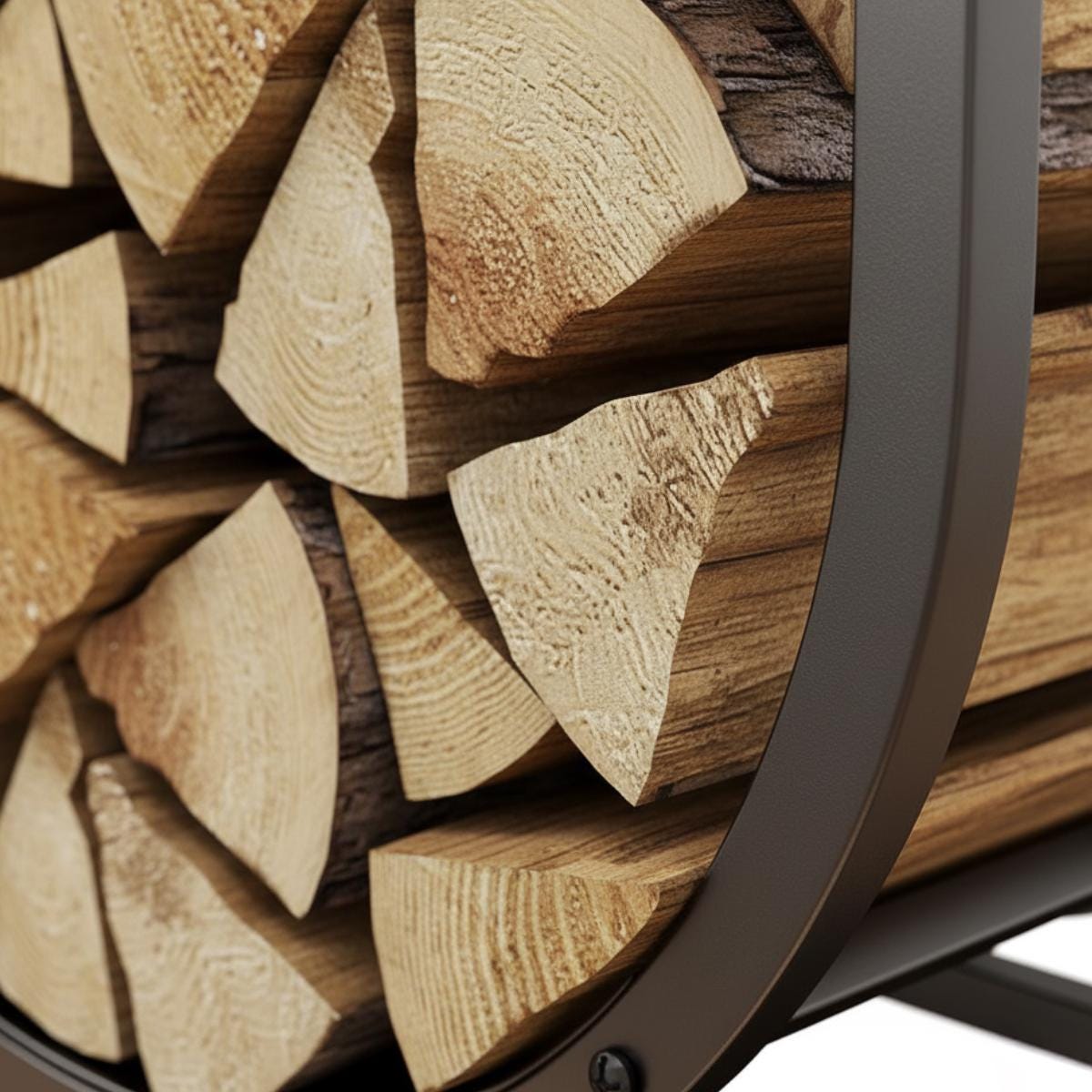 Tall metal firewood holder modern log storage rack for organized wood