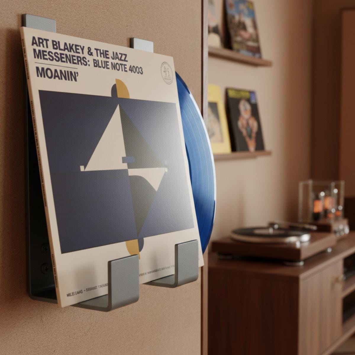 Vinyl album display holder wall mounted red metal