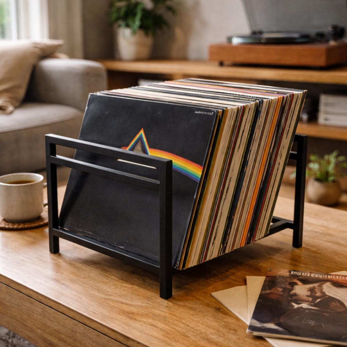 Vinyl album holder metal record storage rack for LPs