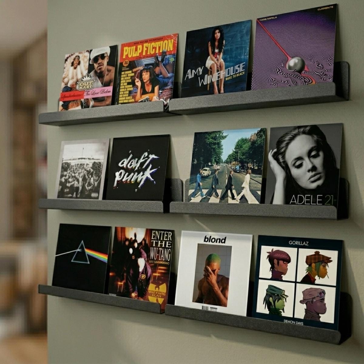 Vinyl album shelf wall mounted metal display rack