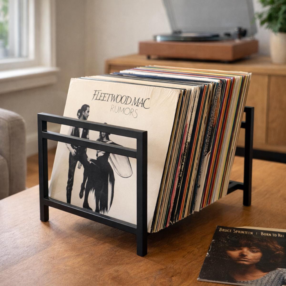 Vinyl record holder metal LP storage rack for albums and records