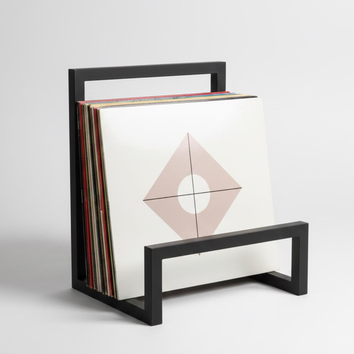 Vinyl record organizer display holder metal LP stand for structured album storage