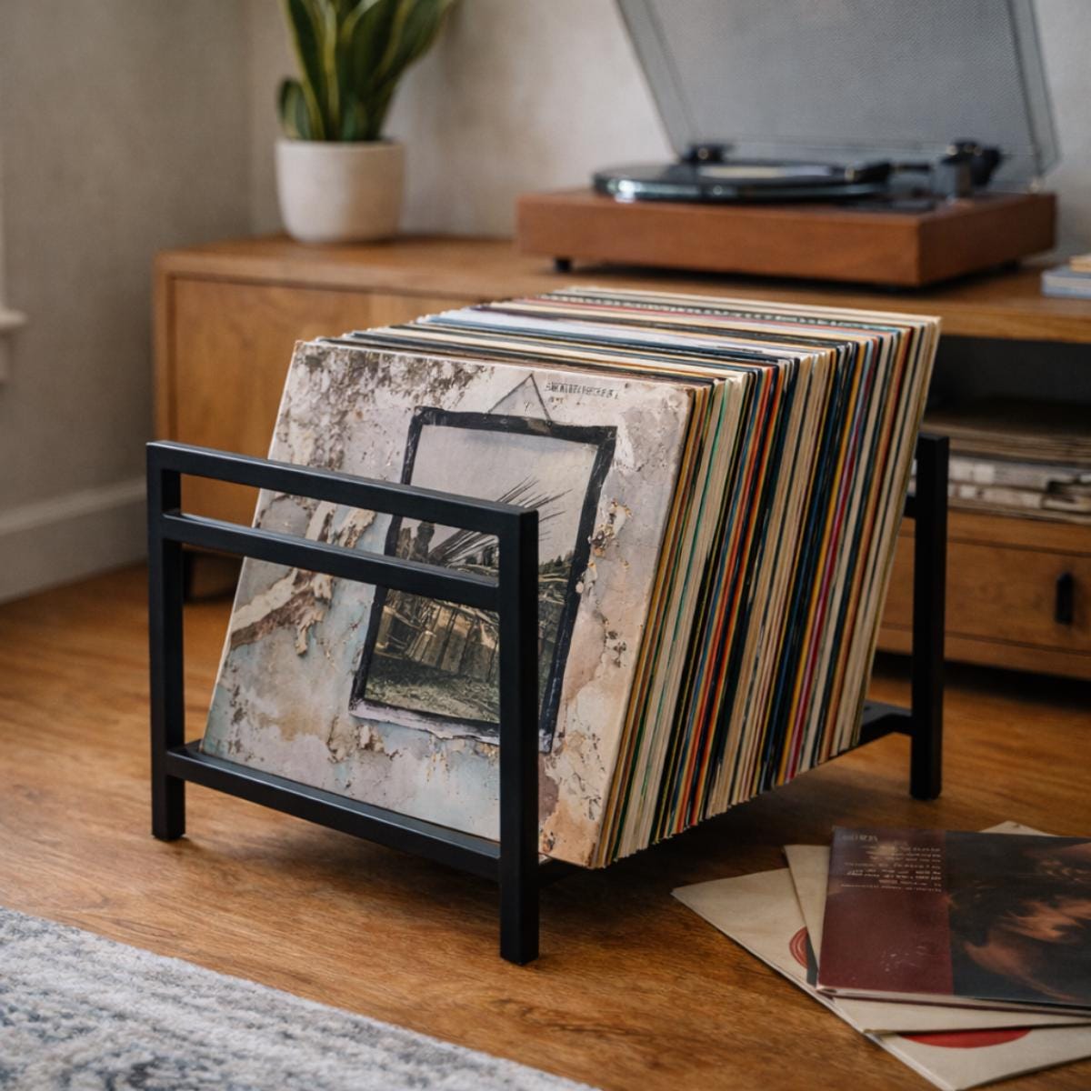 Vinyl record storage holder metal LP rack for collectors
