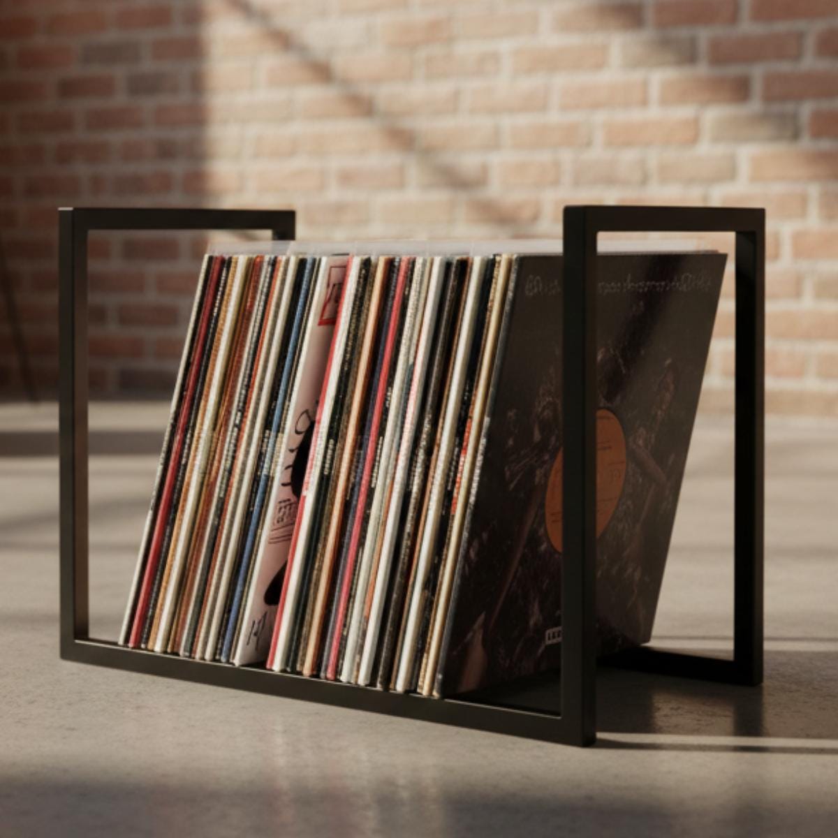 Vinyl record storage holder red metal rack for albums