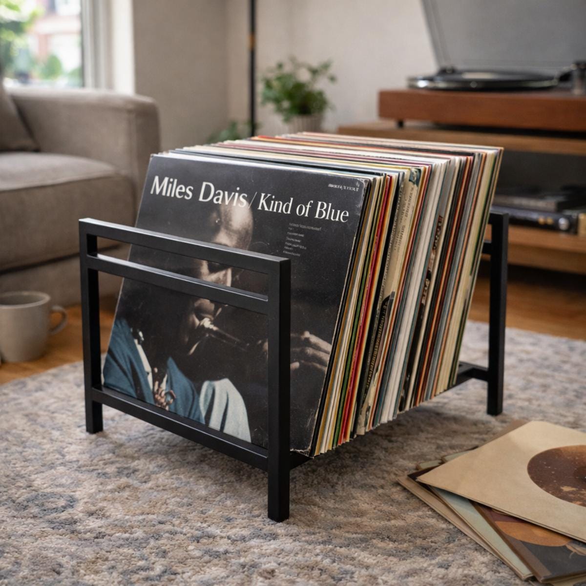 Vinyl record storage rack metal album holder for LP collection