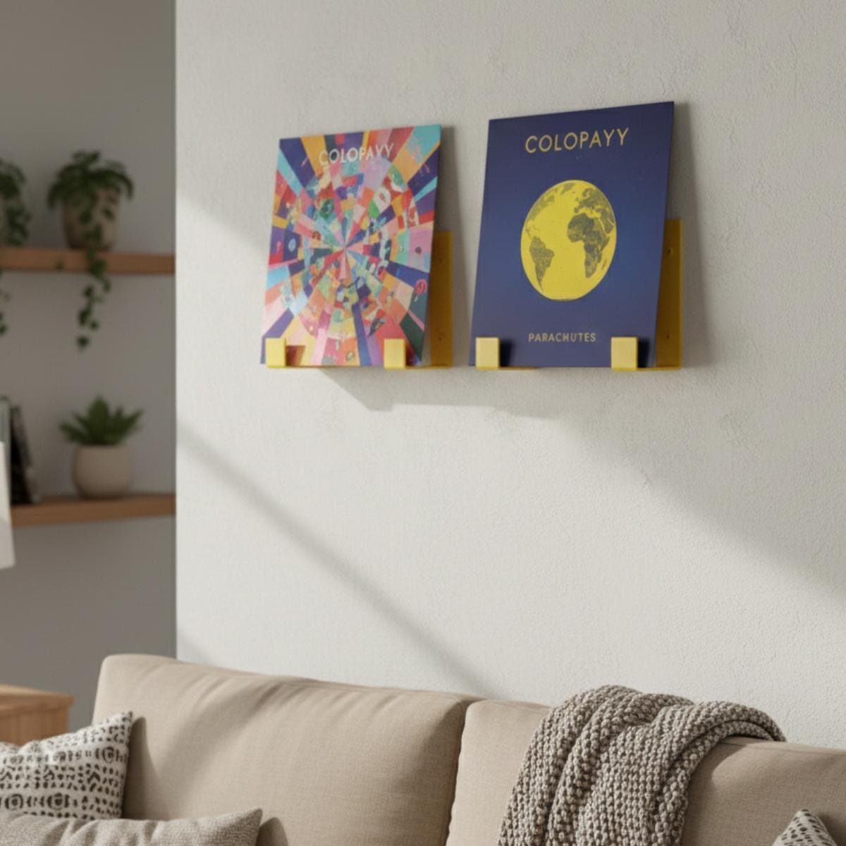 Vinyl record wall ledge red metal holder display