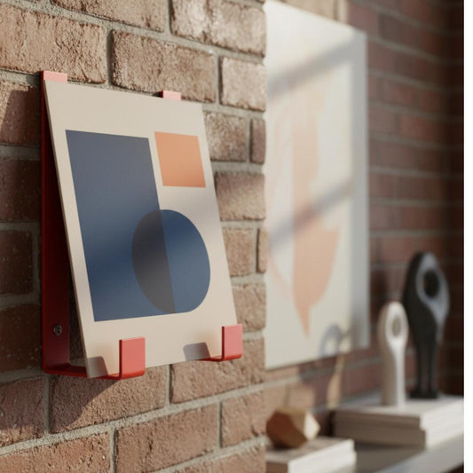 Vinyl record wall mount red metal holder for album display