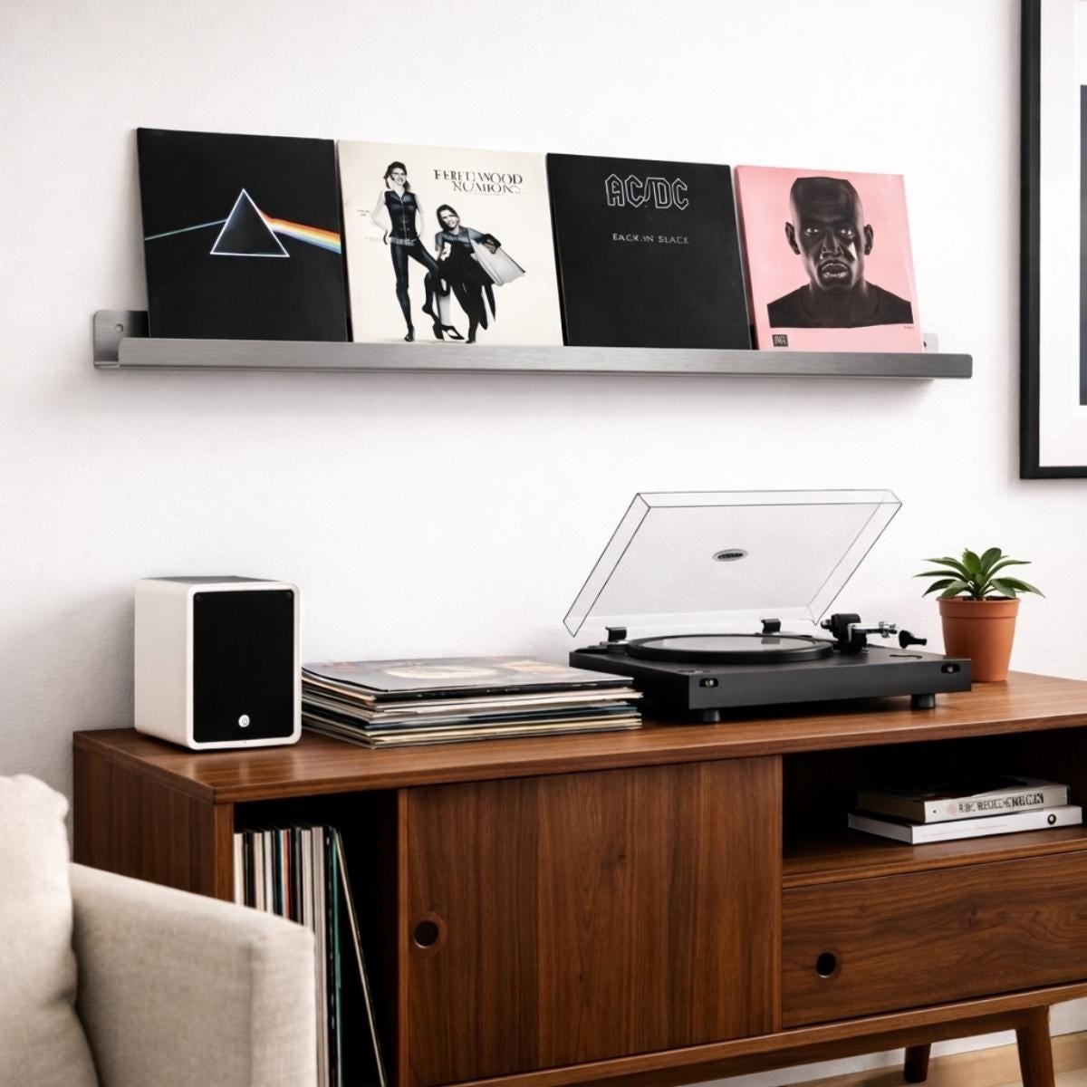 Vinyl record wall shelf metal album display for home